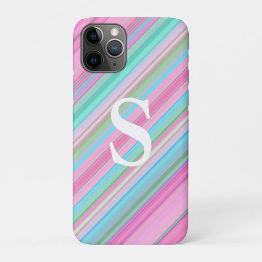 Pastel Strepen Monogram iPhone Cell / iPad hoesje (Achterkant)