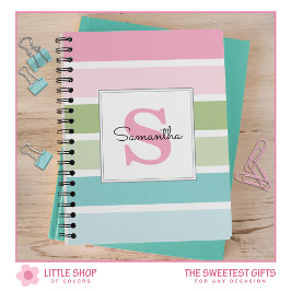 Pastel Strepen Monogram Notitieboek