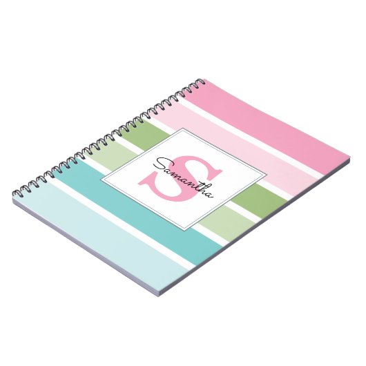 Pastel Strepen Monogram Notitieboek (Linkerzijde)