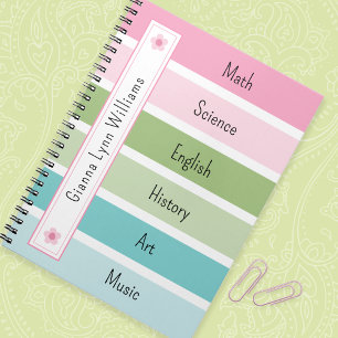 Pastel strepen Monogrammed Terug naar school Notitieboek