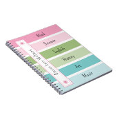 Pastel strepen Monogrammed Terug naar school Notitieboek (Rechterzijde)