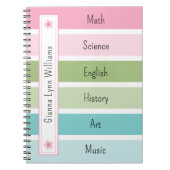 Pastel strepen Monogrammed Terug naar school Notitieboek (Voorkant)