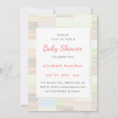 Pastel Strepen Patchwork Baby Shower Uitnodiging (Voorkant)