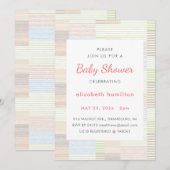 Pastel Strepen Patchwork Baby Shower Uitnodiging (Voorkant / Achterkant)