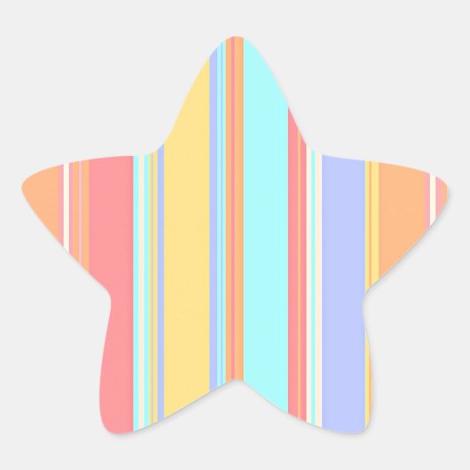 Pastel Strepen Patroon Ster Sticker (Voorkant)
