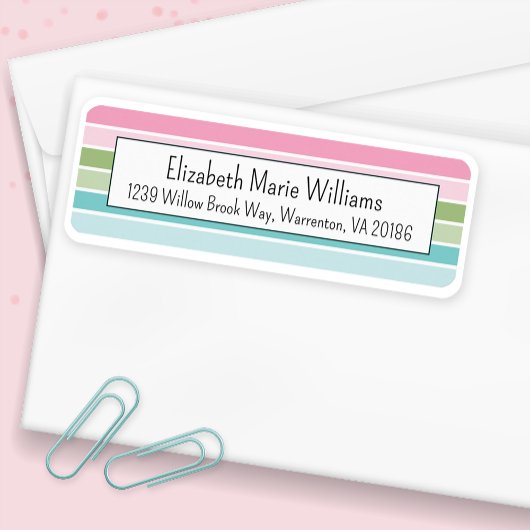 Pastel Strepen Retouradres Etiket