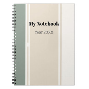 Pastel strepen saliegroen & beige notitieboek
