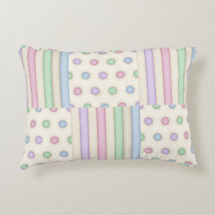 Pastel Strepen & Stippen Patchwork Accent Kussen