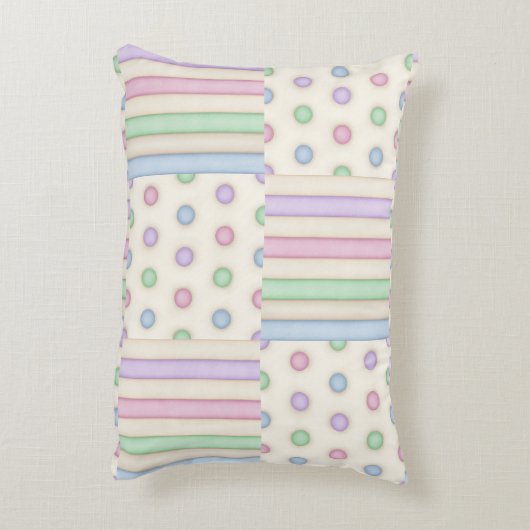Pastel Strepen & Stippen Patchwork Accent Kussen (Achterkant (Verticaal))