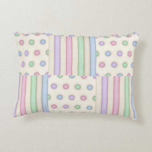 Pastel Strepen & Stippen Patchwork Accent Kussen (Achterkant)