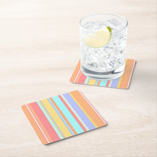 Pastel Strepenpatroon Kartonnen Onderzetters (Insitu)