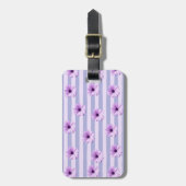 Pastel strepenpatroon met madeliefjes bagagelabel (Voorkant verticaal)