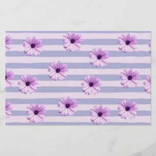 Pastel strepenpatroon met madeliefjes briefpapier