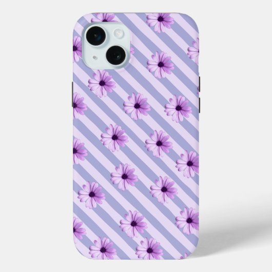 Pastel strepenpatroon met madeliefjes Case-Mate iPhone case (Achterkant)