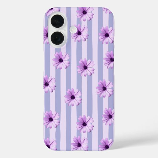 Pastel strepenpatroon met madeliefjes Case-Mate iPhone case (Achterkant)