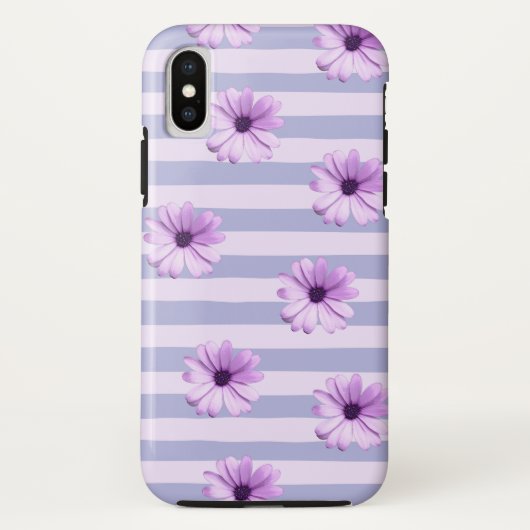 Pastel strepenpatroon met madeliefjes Case-Mate iPhone case (Achterkant)