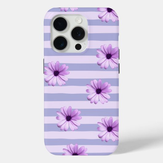 Pastel strepenpatroon met madeliefjes Case-Mate iPhone case (Achterkant)