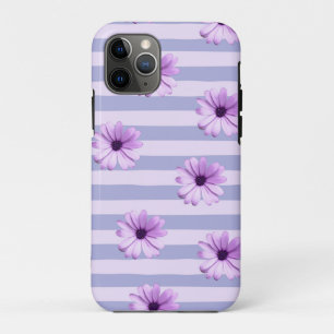 Pastel strepenpatroon met madeliefjes Case-Mate iPhone case
