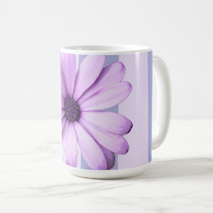Pastel strepenpatroon met madeliefjes koffiemok