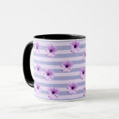 Pastel strepenpatroon met madeliefjes mok (Voorkant links)