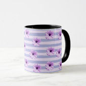 Pastel strepenpatroon met madeliefjes mok (Voorkant rechts)