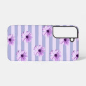 Pastel strepenpatroon met madeliefjes samsung galaxy hoesje (Achterkant horizontaal)