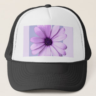 Pastel strepenpatroon met madeliefjes trucker pet