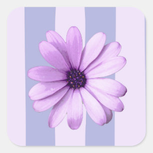 Pastel strepenpatroon met madeliefjes vierkante sticker
