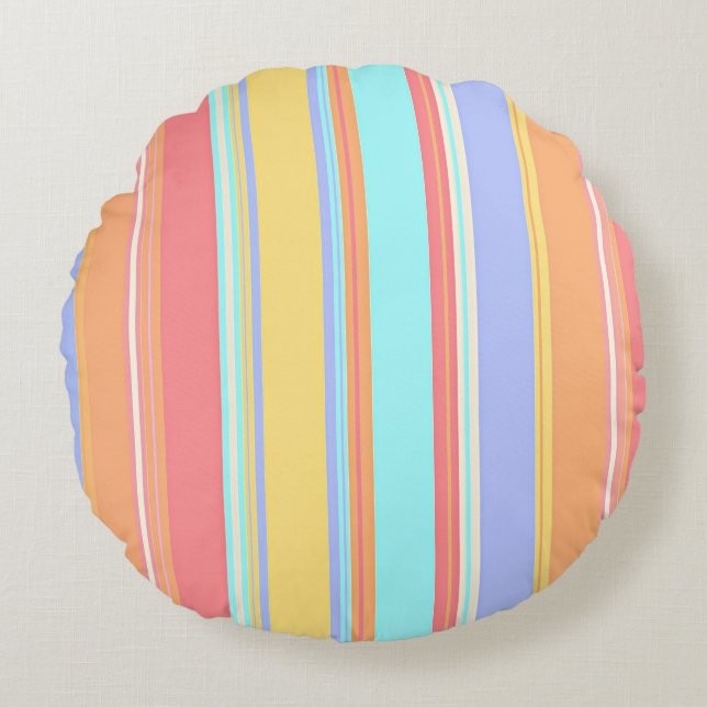 Pastel strepenpatroon rond kussen (Voorkant)