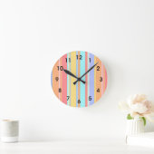 Pastel strepenpatroon ronde klok (Huis)