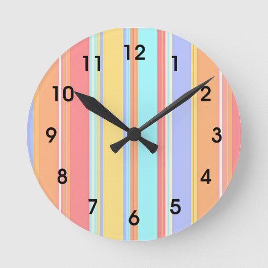 Pastel strepenpatroon ronde klok (Voorkant)