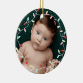 Pastel String Lights 1e Kerstmis als grootouders Keramisch Ornament (Rechts)