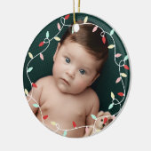 Pastel String Lights 1e Kerstmis als grootouders Keramisch Ornament (Links)