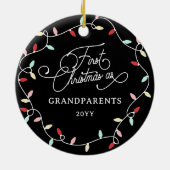 Pastel String Lights 1e Kerstmis als grootouders Keramisch Ornament (Achterkant)