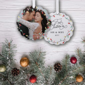 Pastel String Lights 1e Kerstmis als Mr & Mrs Ornament Kaart