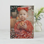 Pastel String Lights Merry Bright Christmas Foto Feestdagenkaart (Staand voorkant)