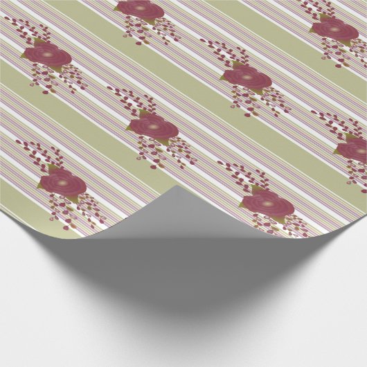 Pastel Stripe Floral Gift Wrap Cadeaupapier (Hoek)