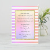 pastel stripe gold bruiloft met gouden glitter kaart (Staand voorkant)