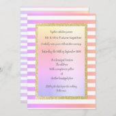 pastel stripe gold bruiloft met gouden glitter kaart (Voorkant / Achterkant)