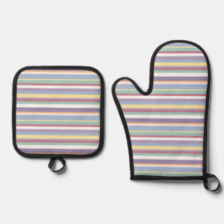 Pastel Stripe Pattern Ovenwant & Pannenlap Set