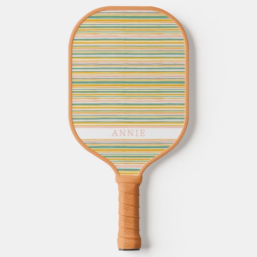 Pastel Stripe Plaid Gepersonaliseerde Pickleball P Pickleball Paddle (Voorkant)