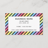 Pastel Stripe Rainbow Black Rainbow Patroon Visitekaartje (Achterkant)