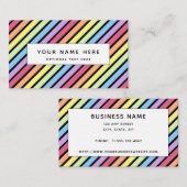 Pastel Stripe Rainbow Black Rainbow Patroon Visitekaartje (Voorkant / Achterkant)