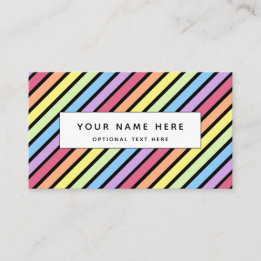 Pastel Stripe Rainbow Black Rainbow Patroon Visitekaartje