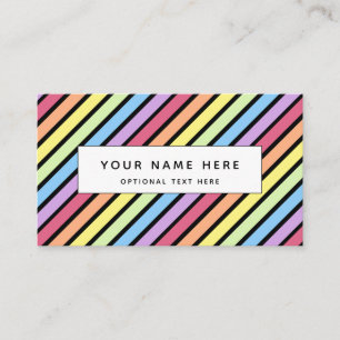 Pastel Stripe Rainbow Black Rainbow Patroon Visitekaartje