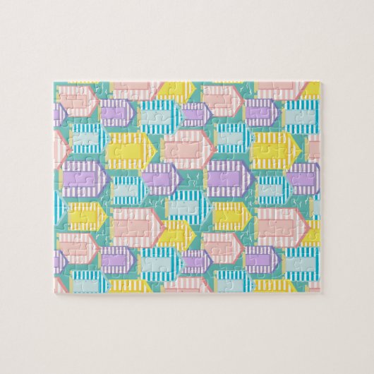 Pastel Striped Beach Huts Legpuzzel (Horizontaal)