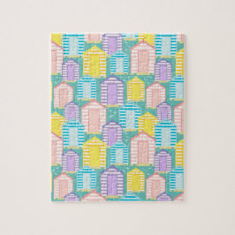 Pastel Striped Beach Huts Legpuzzel