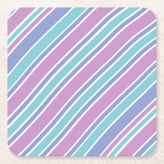 Pastel Striped Patroon Kartonnen Onderzetters (Voorkant)