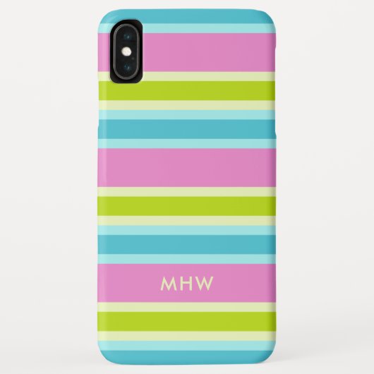 Pastel Stripes aangepaste monogram telefoongevalle Case-Mate iPhone Case (Achterkant)