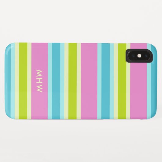 Pastel Stripes aangepaste monogram telefoongevalle Case-Mate iPhone Case (Achterkant (horizontaal))